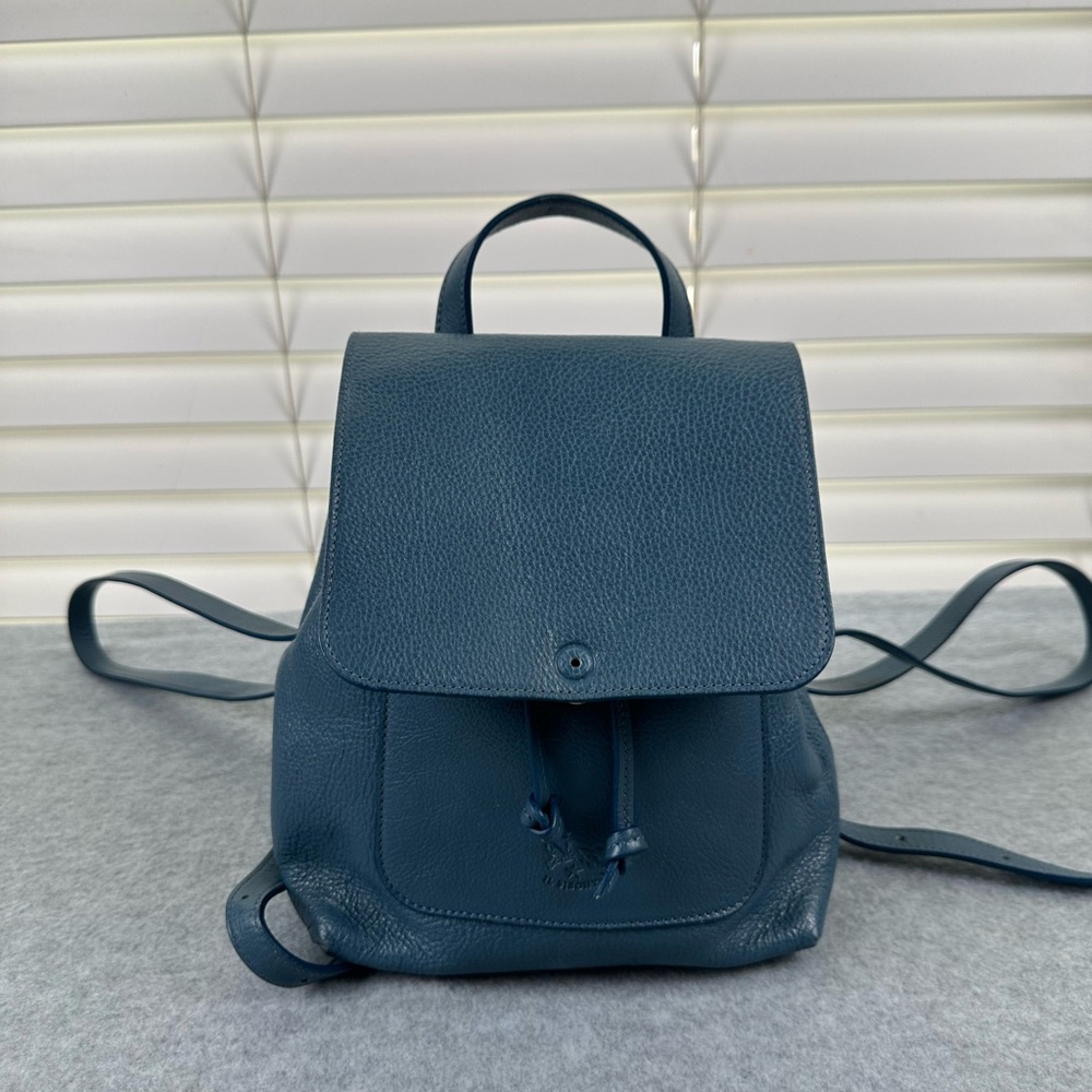 Il Bisonte Italy Genuine Leather Mezzomonte Mini Backpack Rucksack Blue Luxury